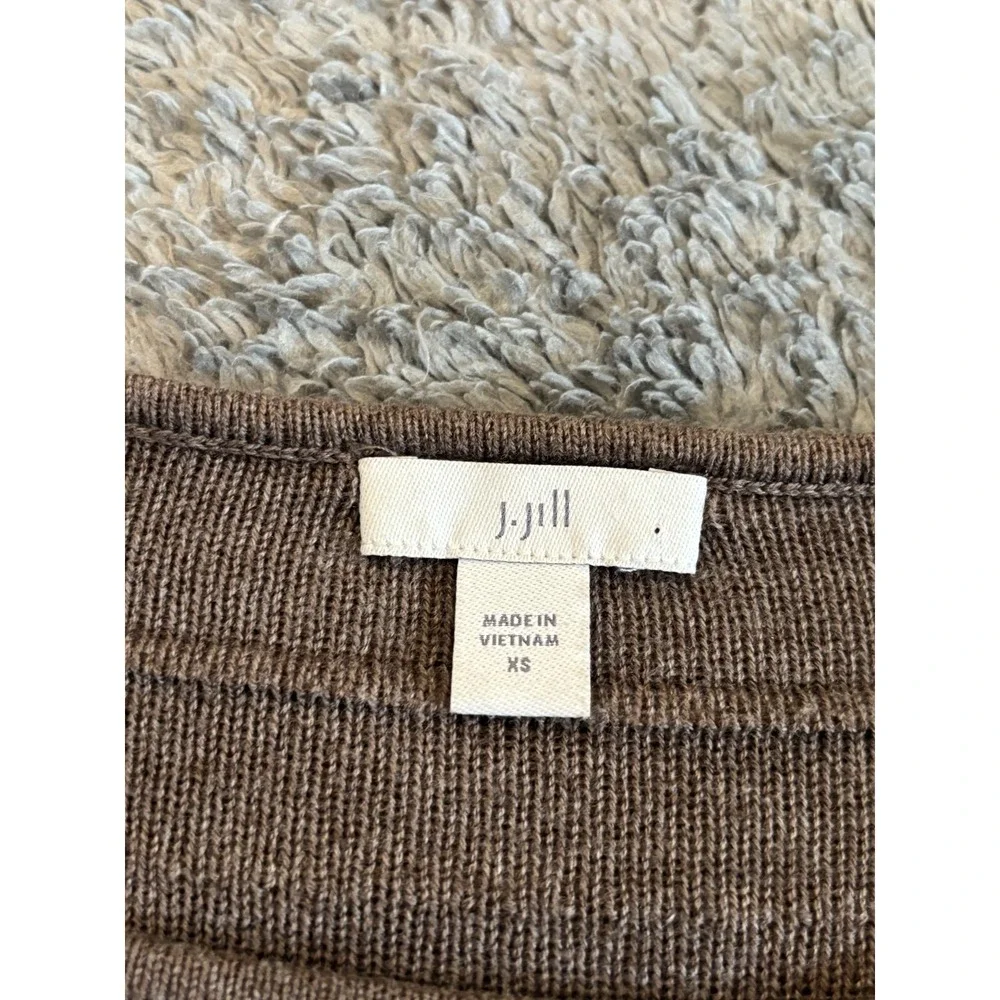 J Jill Sweater Womens XS Fringe Taupe Cotton/Rayon Long Sleeve Pullover